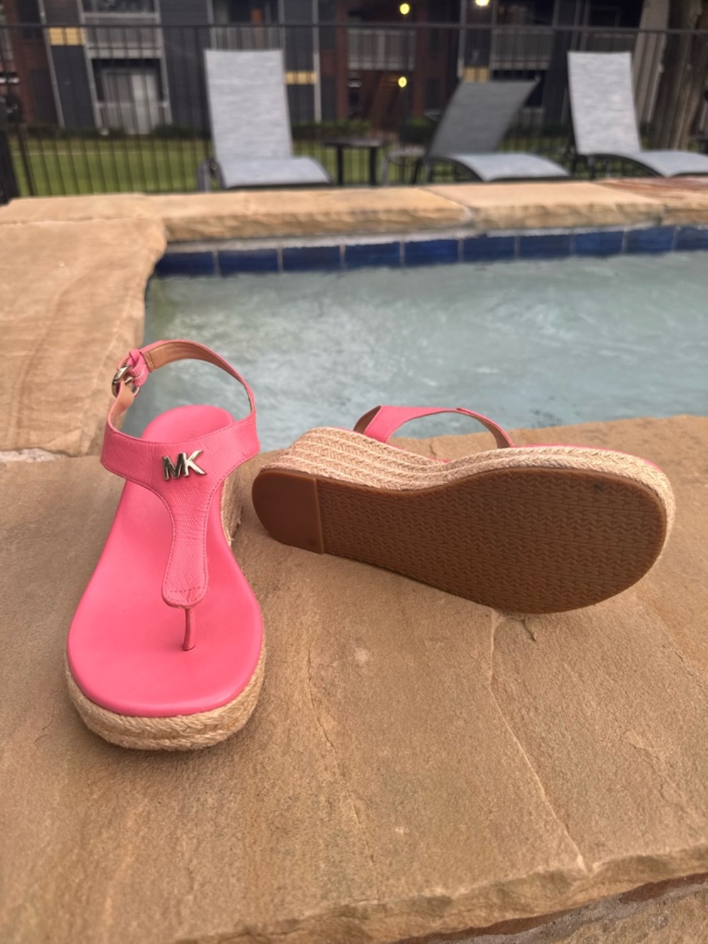 Michael Michael Kors Pink Wedge Espadrille Sandals – Size 6M - Picture 11 of 11